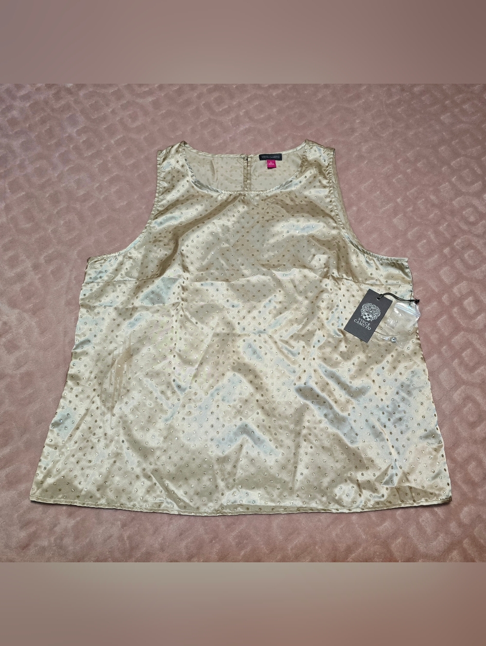 Vince Camuto Rhinestone Sleeveless Blouse Womens Size XL 'Solar Glow' Gold NWT